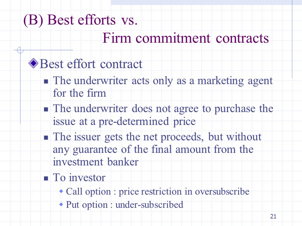 underwriting agreement best efforts vs reasonable efforts